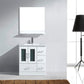 Virtu USA Zola 30 Single Bathroom Vanity Set In White w/ Ceramic Counter-top | Square Basin | No Mirror