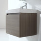 Virtu USA Zuri 24 Single Square Sink Grey Oak Top Vanity in Grey Oak w/ Polished Chrome Faucet & Mirror