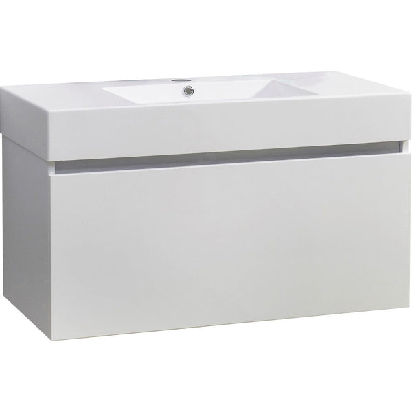 Virtu USA Zuri 36 Single Bathroom Vanity Cabinet in Gloss White w/ Polymarble Counter-Top