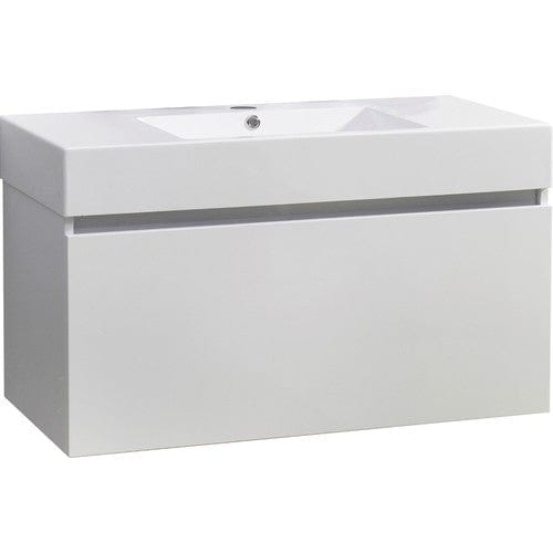 Virtu USA Zuri 36" Single Bathroom Vanity Cabinet in Gloss White w/ Polymarble Counter-Top