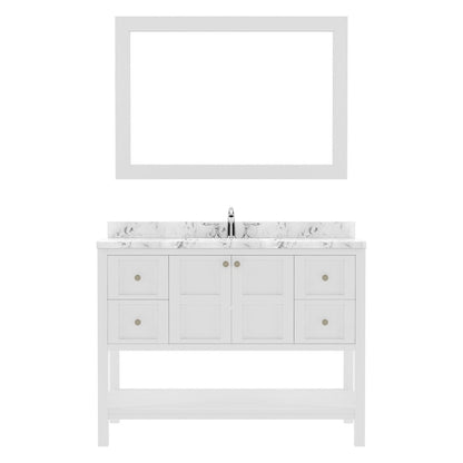 Winterfell 48" Bath Vanity in White with Cultured Marble Quartz Top and Sink by Virtu USA white background