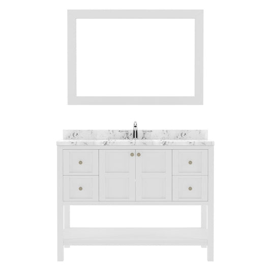 Winterfell 48" Bath Vanity in White with Cultured Marble Quartz Top and Sink by Virtu USA white background