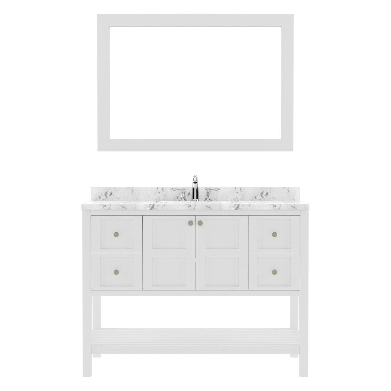 Winterfell 48" Bath Vanity in White with Cultured Marble Quartz Top and Sink by Virtu USA white background