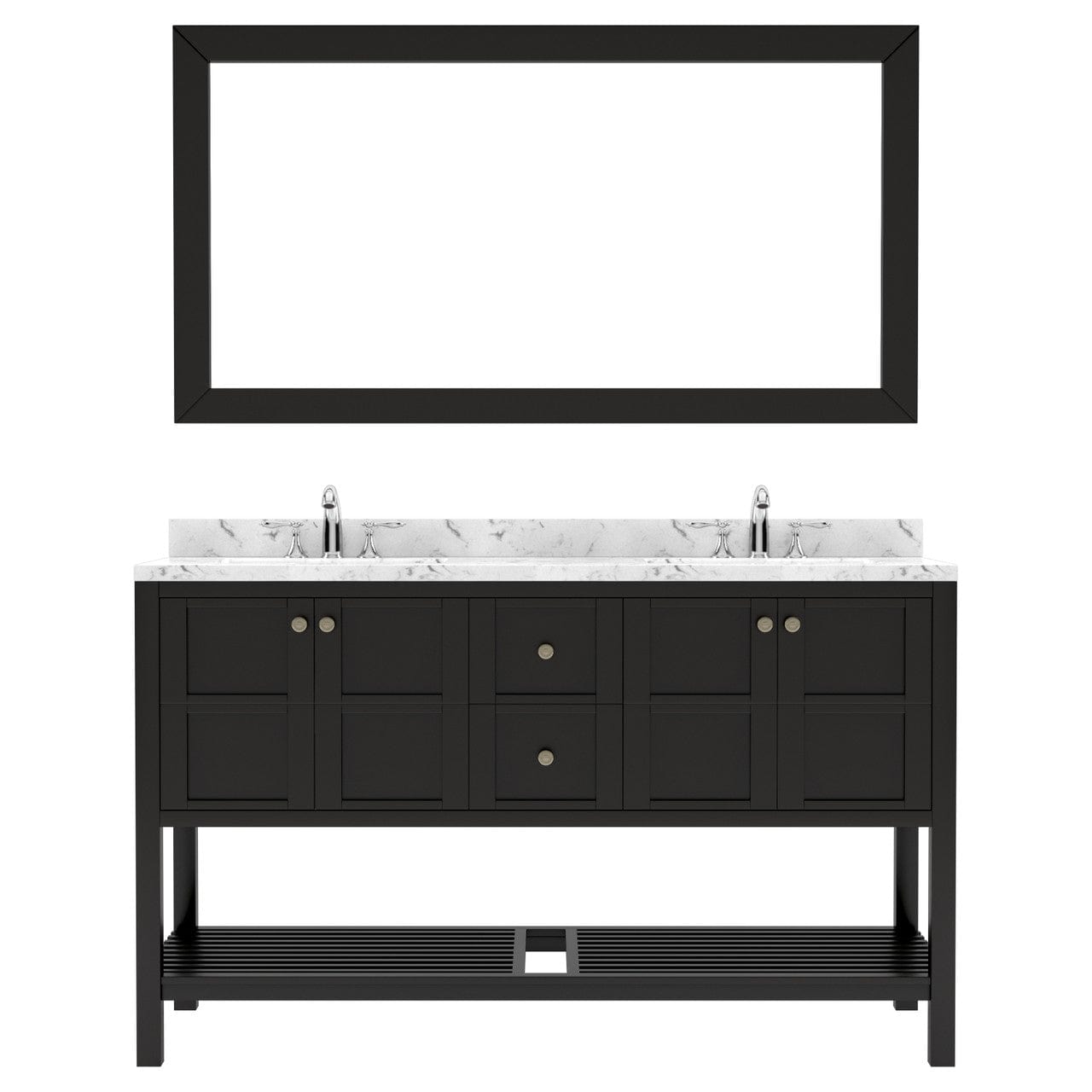 Winterfell 60" Bath Vanity in Espresso with Cultured Marble Quartz Top white background