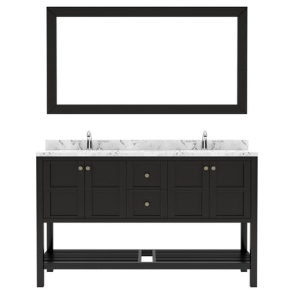 Winterfell 60" Bath Vanity in Espresso with Cultured Marble Quartz Top white background