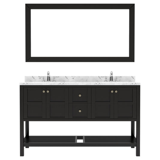 Winterfell 60" Bath Vanity in Espresso with Cultured Marble Quartz Top white background