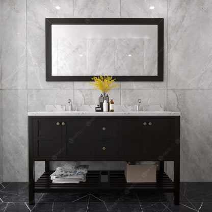 Winterfell 60" Bath Vanity in Espresso with Quartz Top by Virtu USA front view