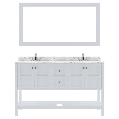 Winterfell 60" Bath Vanity in White with Cultured Marble Quartz Top white background