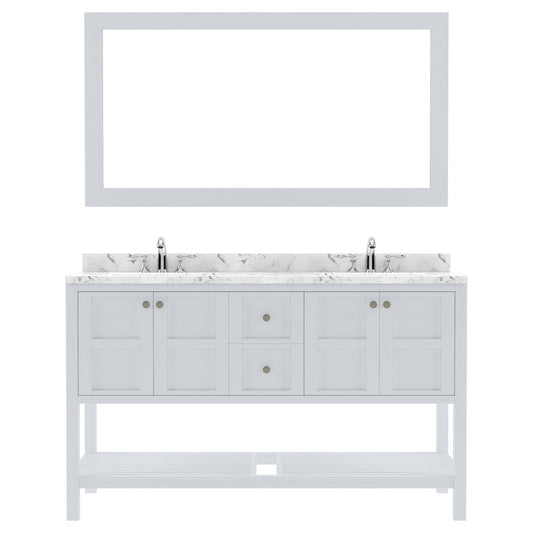 Winterfell 60" Bath Vanity in White with Cultured Marble Quartz Top white background