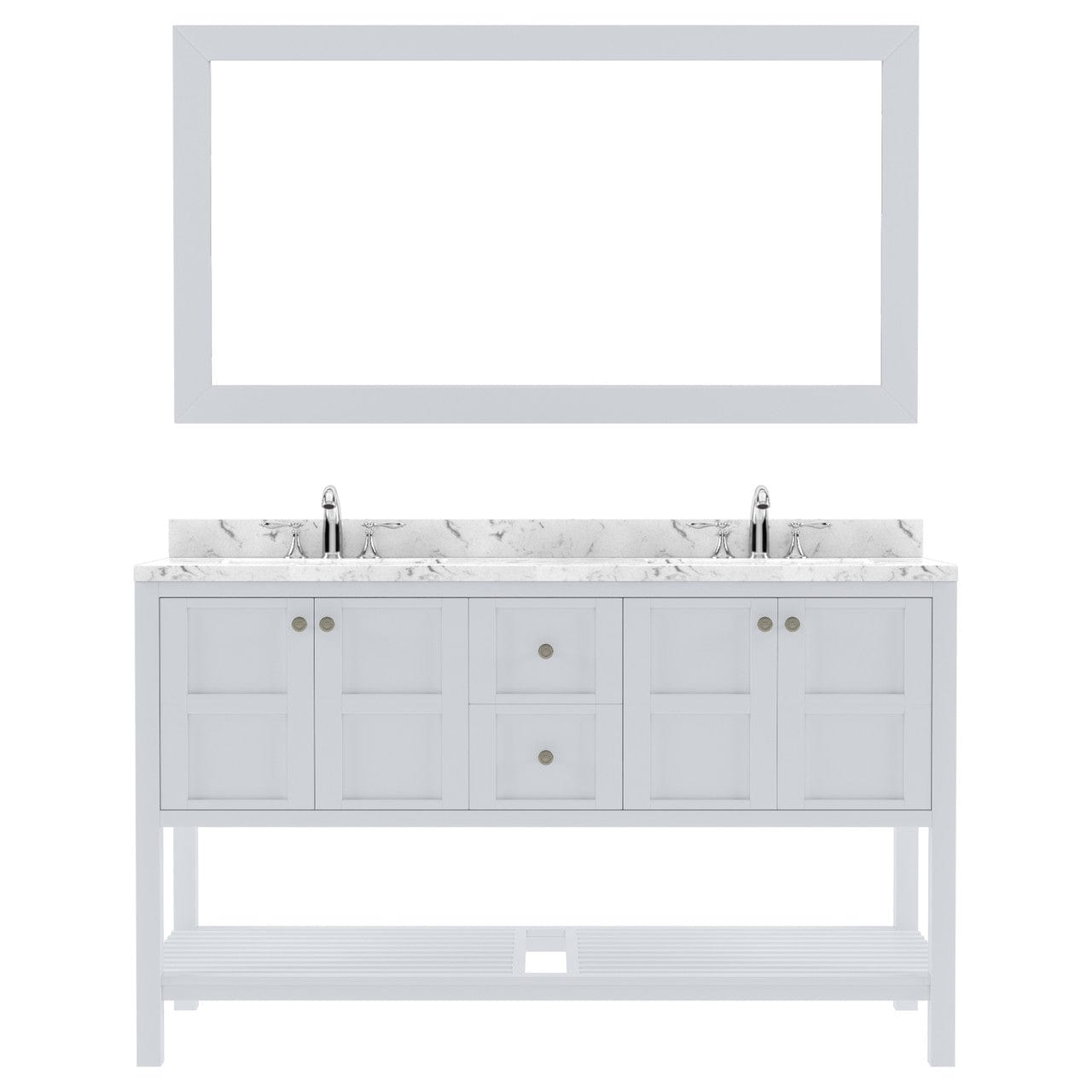 Winterfell 60" Bath Vanity in White with Cultured Marble Quartz Top white background