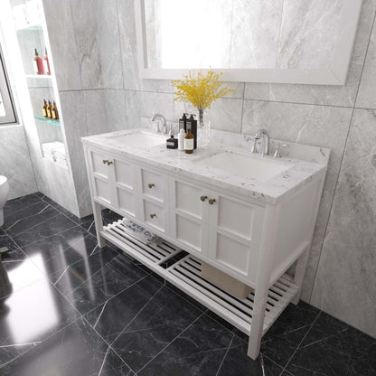 Winterfell 60" Bath Vanity in White with Cultured Marble Quartz Top perspective