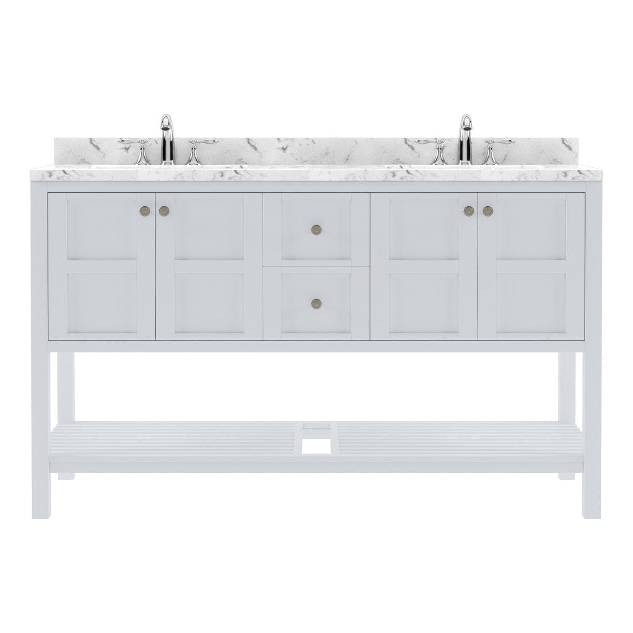 Winterfell 60" Bath Vanity in White with Cultured Marble Quartz Top by Virtu USA