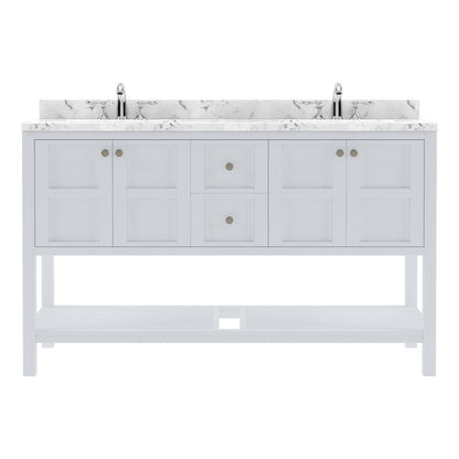 Winterfell 60" Bath Vanity in White with Cultured Marble Quartz Top by Virtu USA