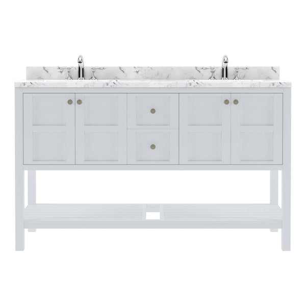 Winterfell 60 Bath Vanity in White with Cultured Marble Quartz Top by Virtu USA