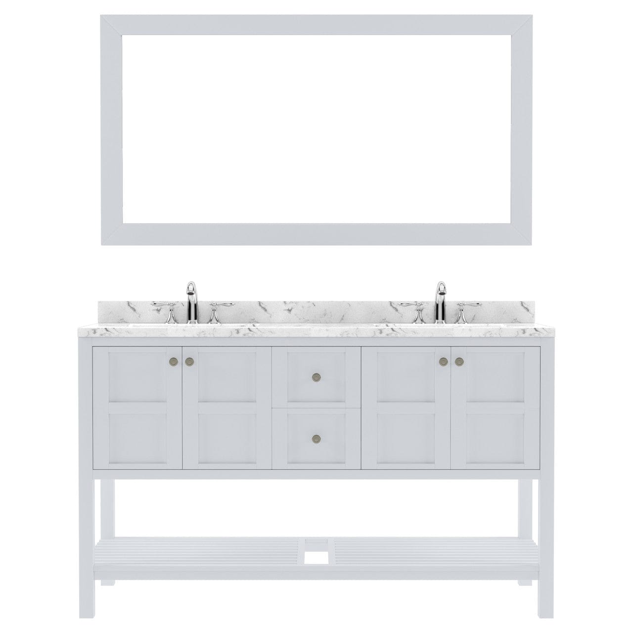Winterfell 60" Bath Vanity in White with Marble Quartz Top white background
