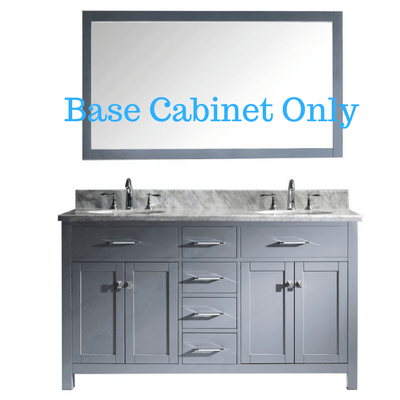 Virtu USA Caroline 60 Bathroom Base Cabinet in Grey