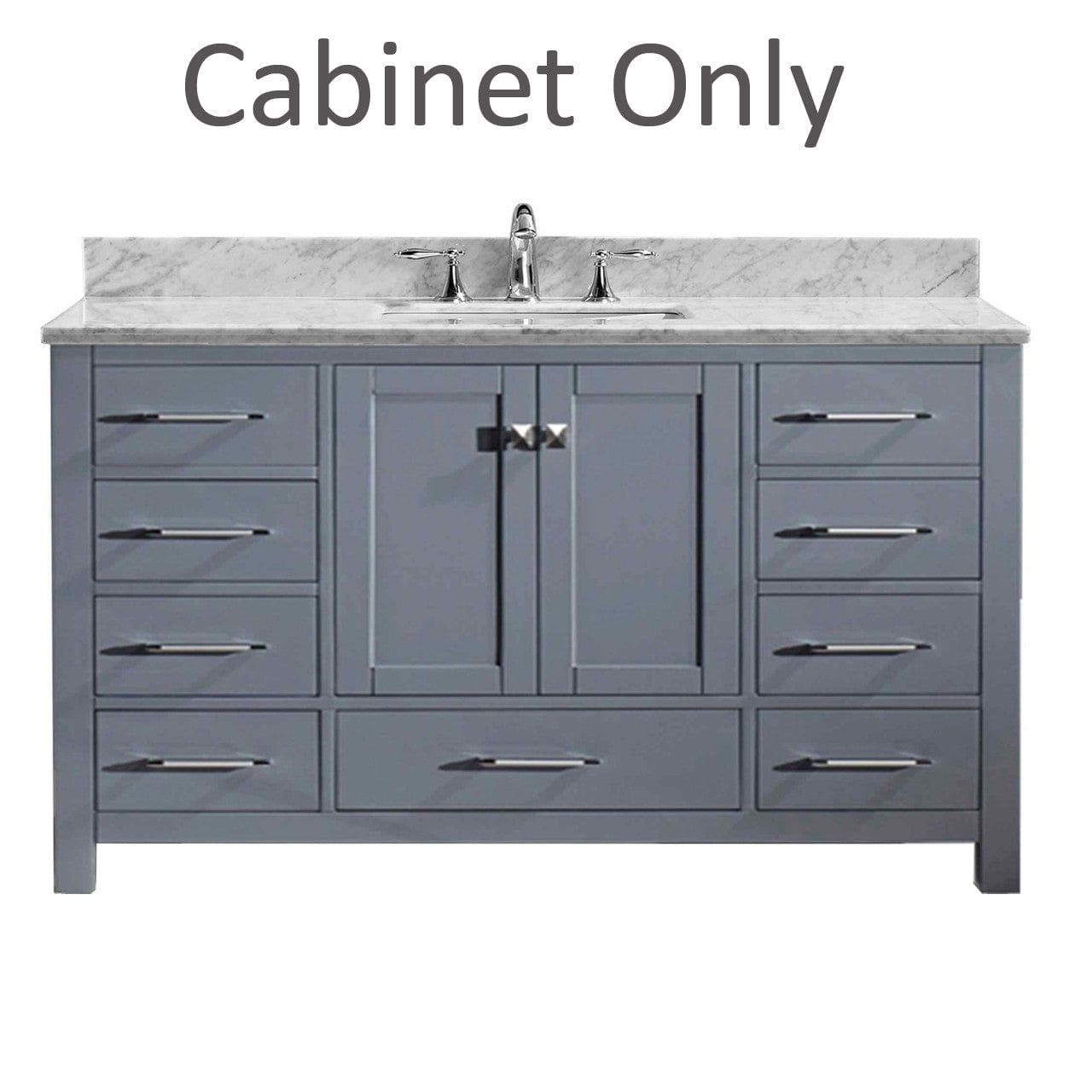 Virtu USA Caroline Avenue 60" Single Bathroom Cabinet in Grey