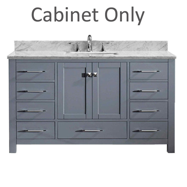 Virtu USA Caroline Avenue 60 Single Bathroom Cabinet in Grey
