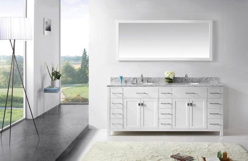 Virtu USA Caroline Parkway 78" Bathroom Vanity Cabinet in White