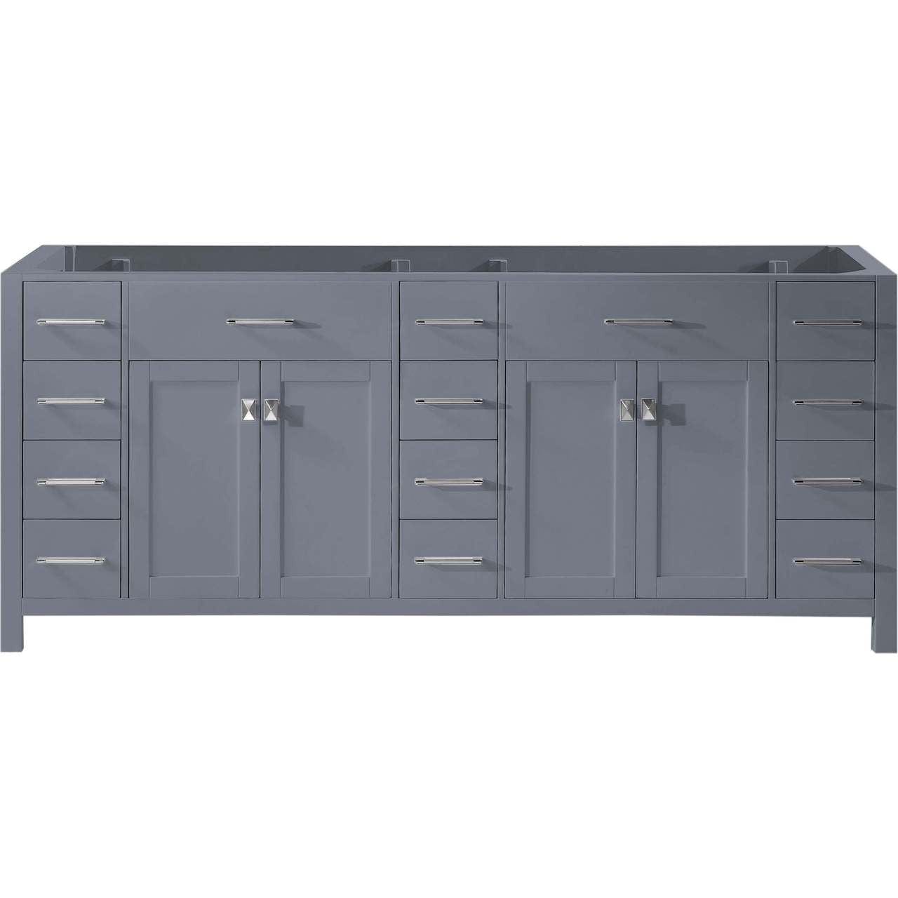 Virtu USA Caroline Parkway 78" Double Bathroom Vanity Cabinet in Grey