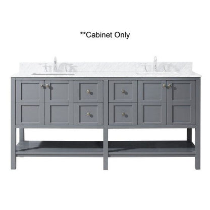 Virtu USA Winterfell 72" Bathroom Base Cabinet in Gray